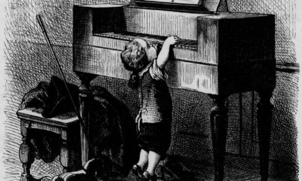 Karl Offterdinger (1829-1889): Der junge Mozart am Klavier Copperplate print from: Deutsche Jugend : Jugend- und Familien-Bibliothek ; 5(1877). - S. 130