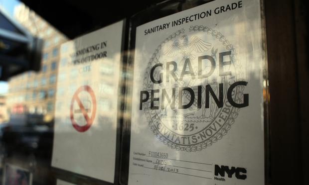 Grade pending sign from Department of Health. Grade pending sign from Department of Health.