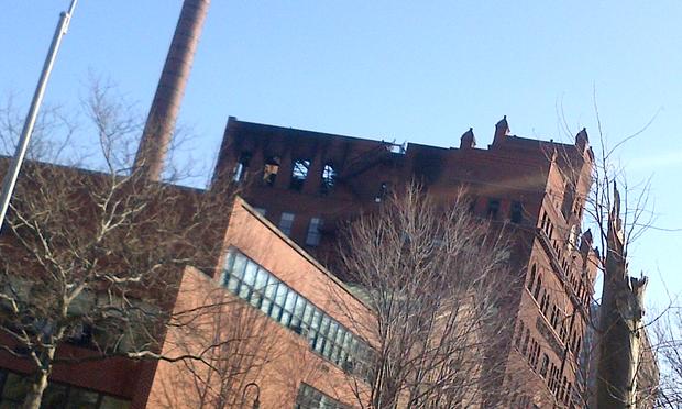 The charred remains of Pratt Institute's Main Building Pratt, fire, painting, art student, Brooklyn
