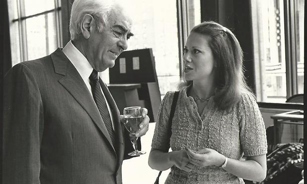 June LeBell with Avery Fisher in Avery Fisher Hall, 1981.