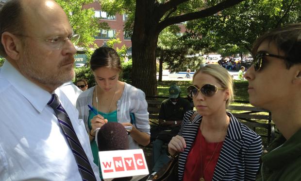 Republican mayoral candidate Joe Lhota campaigning in Union Square Park this summer.