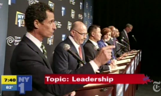 Seven candidates for the Democratic nomination took the stage at Town Hall in the first official 2013 mayoral primary debate.