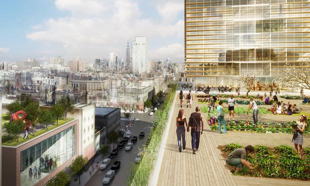 Renderings of rooftop urban garden by SHop Architects for the Essex Crossing development on the Lower East Side. Renderings of rooftop urban garden by SHop Architects for the Essex Crossing development on the Lower East Side.