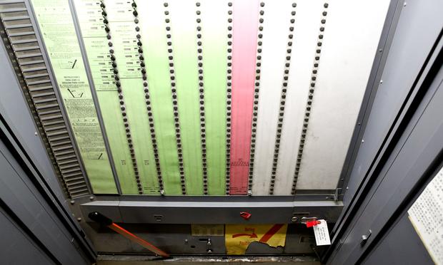 New York City's 50-year-old lever operated voting machines being used in the 2013 primary election. New York City's 50-year-old lever operated voting machines being used in the 2013 primary election.