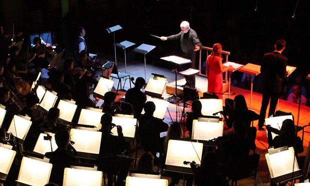 Conductor George Benjamin leading the Tanglewood Music Center Fellows in the US premiere of 'Written on Skin' at Tanglewood's Ozawa Hall on August 12, 2013 Conductor George Benjamin leading the Tanglewood Music Center Fellows in the US premiere of 'Written on Skin' at Tanglewood's Ozawa Hall on August 12, 2013
