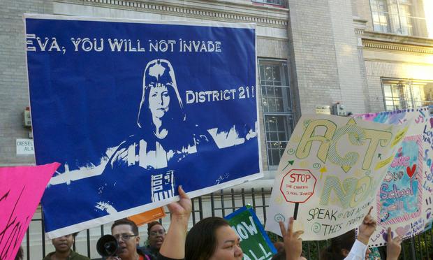 Opponents to Mayor Bloomberg's co-location proposals, organized by the group New Yorkers for Great Public Schools, rallied ahead of the vote on co-locations.