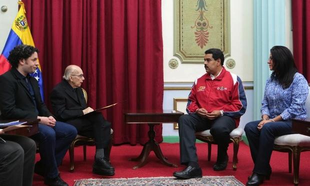 Gustavo Dudamel, Jose Antonio Abreu and Venezuelan president Nicholas Madura Gustavo Dudamel, Jose Antonio Abreu and Venezuelan president Nicholas Madura