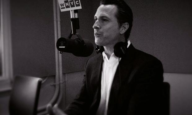 Former San Francisco mayor and California Lieutenant Governor Gavin Newsom talking with Brian Lehrer in WNYC Studio 2