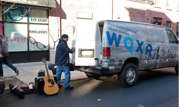 Jose Castillo of New York Public Radio picks up the instrument drive donations Jose Castillo of New York Public Radio picks up the instrument drive donations