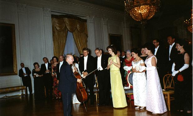 John F. and Jacqueline Kennedy greeting Pablo Casals after his 1961 performance at the White House John F. and Jacqueline Kennedy greeting Pablo Casals after his 1961 performance at the White House