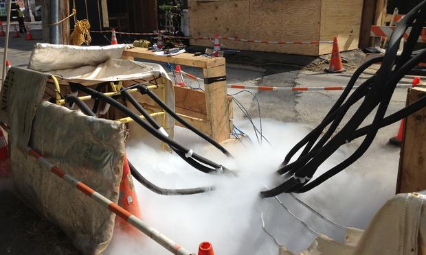 Liquid nitrogen near the Con Ed work site Metro North, New Haven, Con Ed, Nitrogen