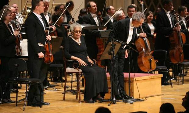 Maya Angelou narrates Copland's 'Lincoln Portrait' with the Cincinnati Symphony in Nov. 2013 Maya Angelou narrates Copland's 'Lincoln Portrait' with the Cincinnati Symphony in Nov. 2013