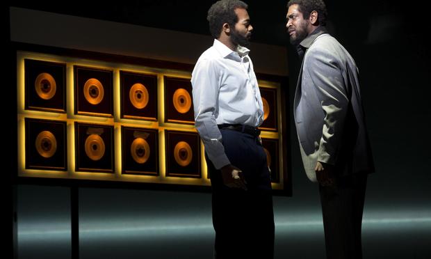 Brandon Victor Dixon as Berry Gordy and Bryan Terrell Clark as Marvin Gaye in 'Motown: The Musical.' Brandon Victor Dixon as Berry Gordy and Bryan Terrell Clark as Marvin Gaye in 'Motown: The Musical.'