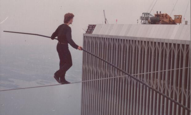 Philippe Petit in his first World Trade Center crossing.
