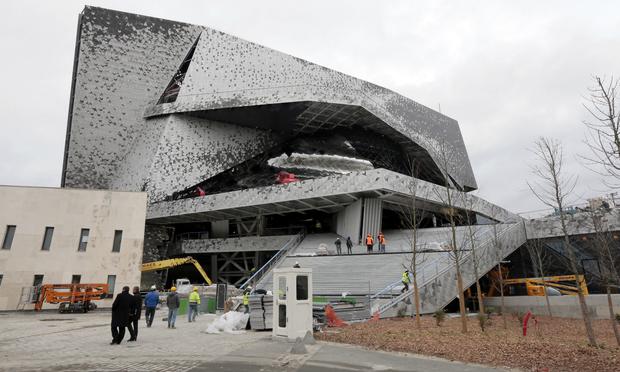 The Philharmonie de Paris, under construction in the Parc de la Villette, in northeast Paris, seen on January 12, 2015. 