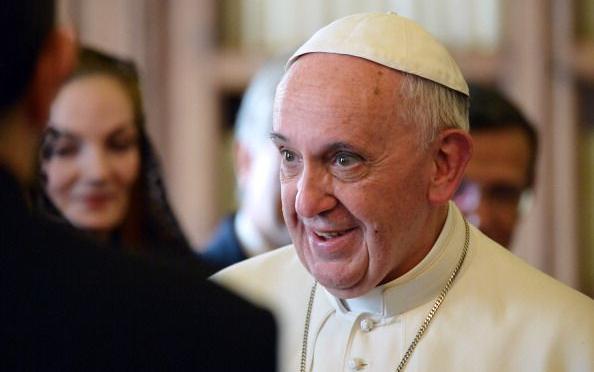 Pope Francis meets with Paraguay's President Horacio Cartes during a private audience on November 25, 2013 at the Vatican.