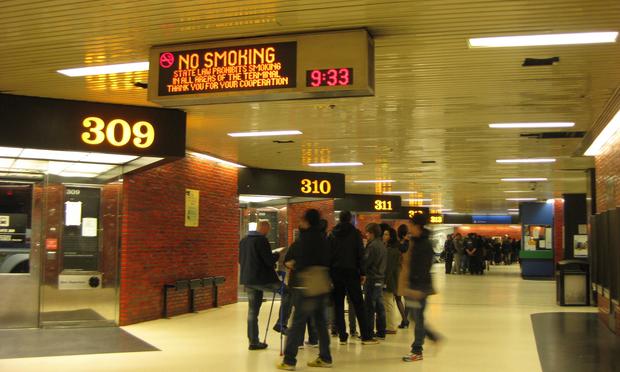 Port Authority bus terminal. One-third of all commuters from New Jersey pass through the terminal every day, but the building hasn't kept up with the number of buses or people coming and going. port Authority Bus Terminal