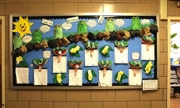 A bulletin board celebrating non-fiction, a key component in the Common Core State Standards