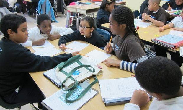 A fifth-grade class working in 'trust circles' at a KIPP charter school.