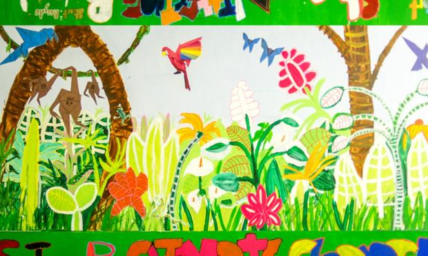 Students at the Robert E. Peary School in Queens took on the issue of climate change for their table project.
