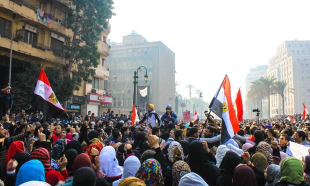 Cairo's Tahrir Square, Egypt, Nov 22, 2011. People were dead and injured because of tear gas, rubber bullets of riot police.