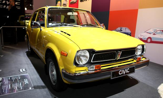 A vintage Honda Civic displayed at the 2012 Paris Motor Show on September 30, 2012 in Paris. A vintage Honda Civic displayed at the 2012 Paris Motor Show on September 30, 2012 in Paris