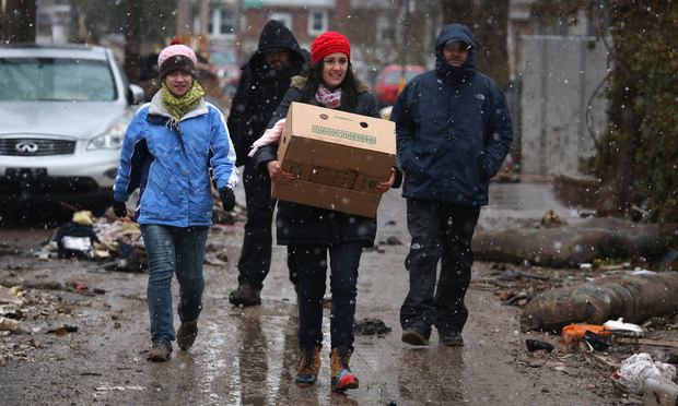 Volunteers delivering food to their neighbors on Staten Island in the aftermath of Sandy.