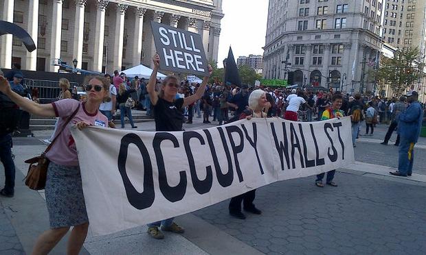 Protesters in Foley Square on Sunday mark the one year anniversary of Occupy Wall Street. occupy wall street