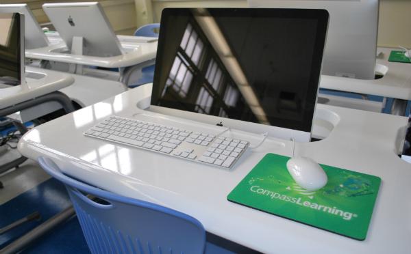 A brand-new iMac in the computer lab at the Academy for Software Engineering
