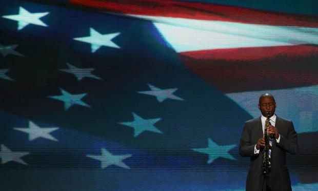 Branford Marsalis performs the national anthem at the Democratic National Convention Branford Marsalis performs the national anthem during the Democratic National Convention at Time Warner Cable Arena on September 5, 2012 in Charlotte, NC