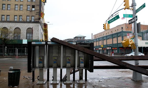 Surf Avenue hit hard by Hurricane Sandy in Coney Island. Surf Avenue hit hard by Hurricane Sandy in Coney Island.