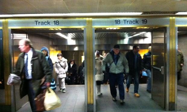 LIRR commuters arrive at Penn Station early Wednesday morning