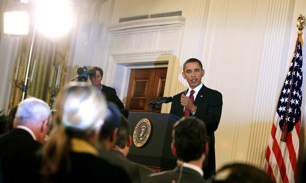 President Barack Obama speaks during a news conference the day after Republicans gained 60 seats in the House of Representatives in midterm elections, November 3, 2010.