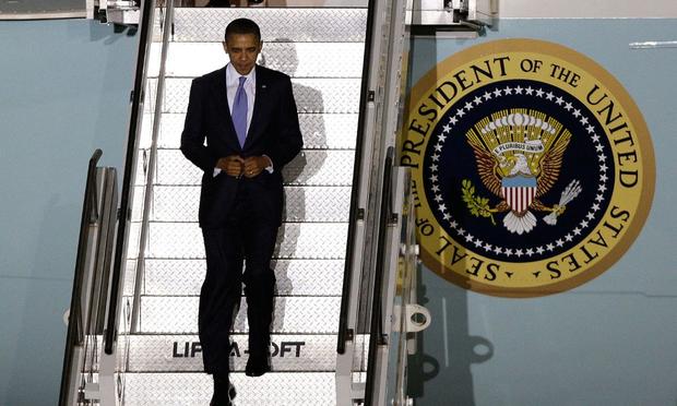 U.S. President Barack Obama arrives at the Seoul Airport for the 2010 G20 Summit on November 10, 2010 in Seoul, South Korea.