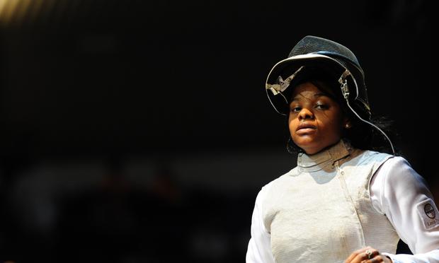 The US's Nzingha Prescod at the 2011 World Fencing Championships in Catania