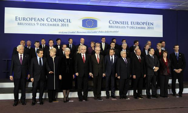 European Union leaders during a summit at the EU headquarters on December 9, 2011 in Brussels. Feuding European Union leaders failed to agree a new treaty to tackle the debt crisis .
