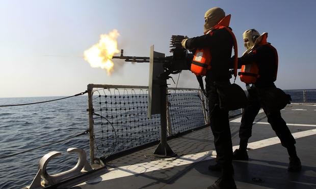 Iranian navy conducts the 'Velayat-90' naval wargames in the Strait of Hormuz in southern Iran on January 1, 2012.