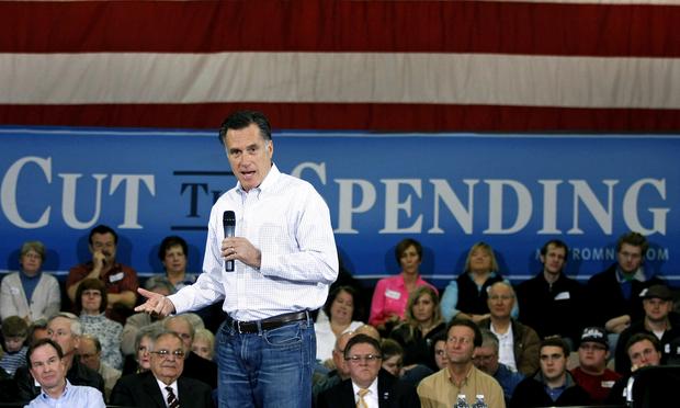 Republican presidential candidate, former Massachusetts Gov. Mitt Romney speaks during a town hall meeting campaign stop at Eagle Manufacturing Corporation February 21, 2012 in Shelby Township, M.I.