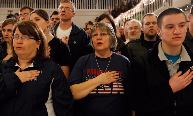 Voters at a Rick Santorum campaign stop in Davison, Michigan, on February 26.