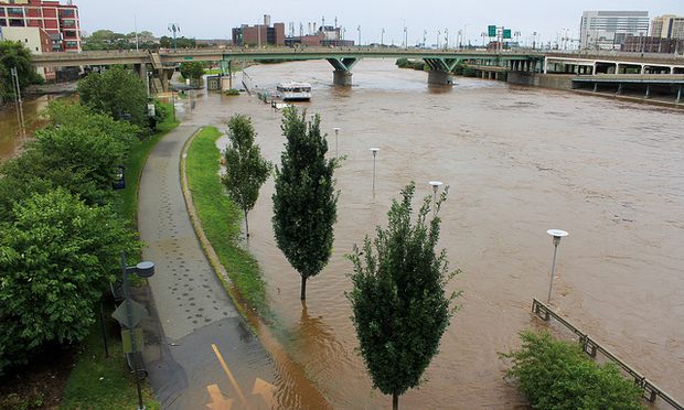 The Schuylkill River flooded onto paths nearby after Hurricane Irene passed through Philadelphia.