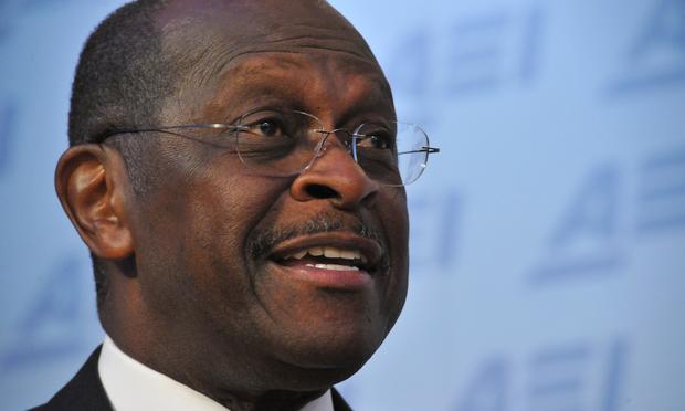 Republican presidential contender Herman Cain addresses an audience at AEI(American Enterprise Institute) for Public Policy Research on October 31, 2011 in Washington, DC.