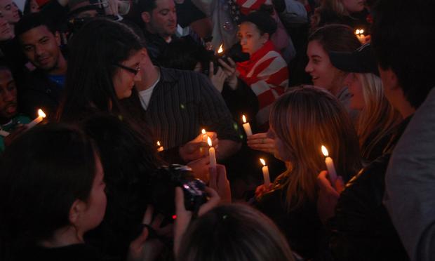 Later in the celebration a solemn moment arrived as many lit candles.