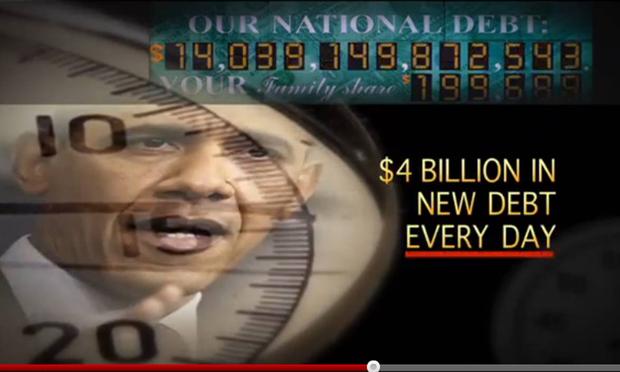 Still from an ad being run by Crossroads GPS, a tax-exempt group founded by Karl Rove to advocate conservative issues