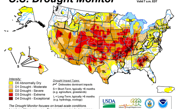 U.S. Drought Monitor map as of July 24th, 2012