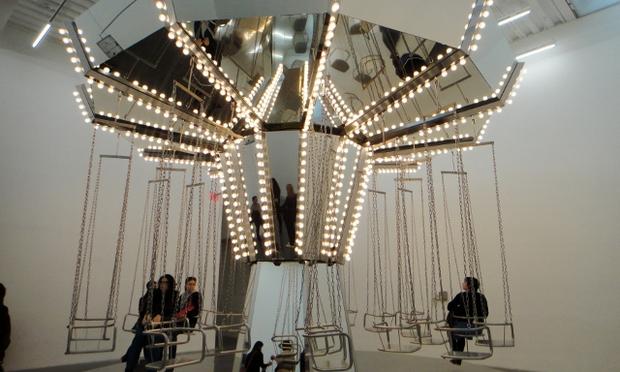 Round and Round: Höller's mirrored carousel, a sculpture from 2005, moves at almost imperceptible speeds. There is something incredibly soothing about it.