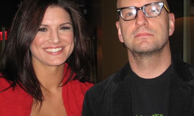 Gina Carano and Steven Soderbergh in the WNYC studios