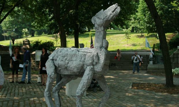 Ruth McKerrell's sculpture 'Goat as Wolf' at the corner of Fort Greene Park. Ruth McKerrell's sculpture 'Goat as Wolf' at the corner of Fort Greene Park.