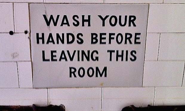 A restoration of 'Once Upon a Time,' Keith Haring's 1989 mural in the NYC LGBT Community Center's men's bathroom, includes this prescient reminder. A restoration of 'Once Upon a Time,' Keith Haring's 1989 mural in the NYC LGBT Community Center's men's bathroom, includes this prescient reminder.