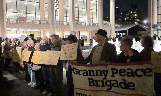 Members of the Granny Peace Brigade hold vigil at Lincoln Center Members of the Granny Peace Brigade hold vigil at Lincoln Center