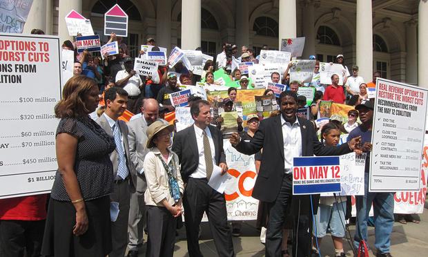 Council members and advocates rally against Mayor Bloomberg's budget cuts